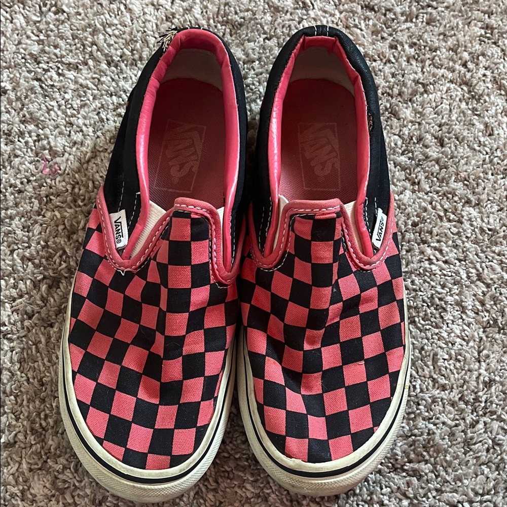 Vans Pink and Black Checkered Slip-Ons - Picture 2 of 8